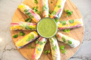 Fresh Spring Rolls With Dill Sauce (Dairy Free, Vegan)