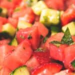 Watermelon Cucumber Salad with Strawberry Mint Dressing
