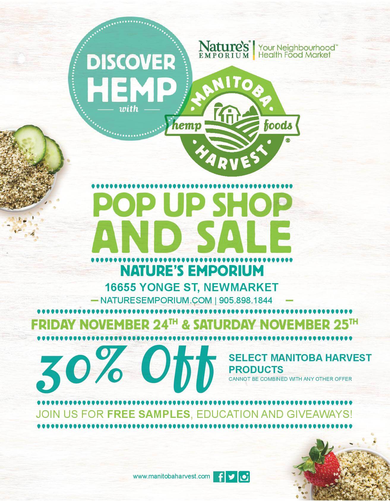 Manitoba Harvest Pop Up Event Nature's Emporium Newmarket